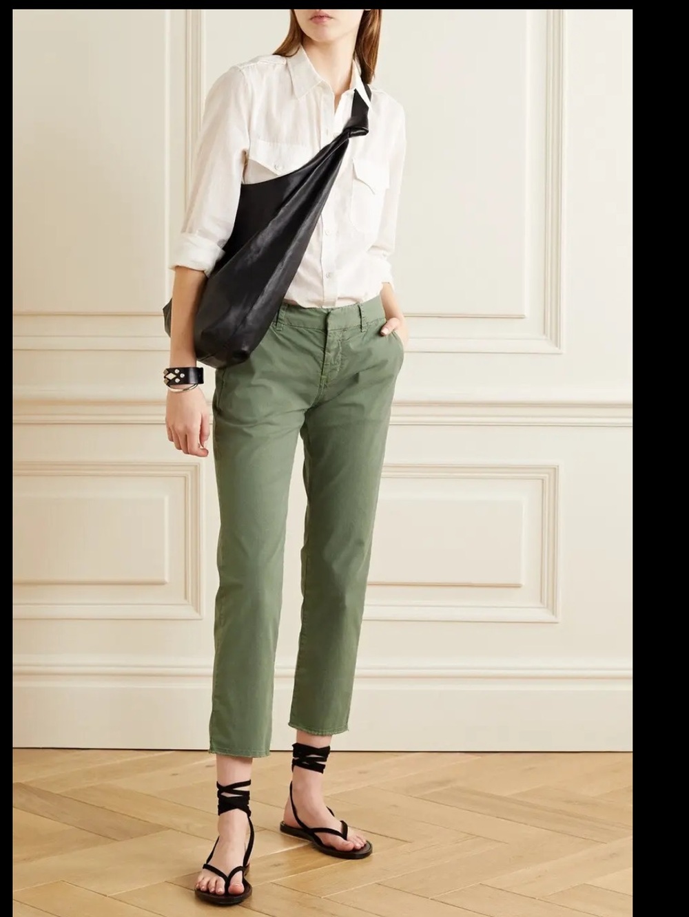 Niki Lotan East Hampton Frayed Stretch Cotton Twill Skim Leg Pant
Size 2